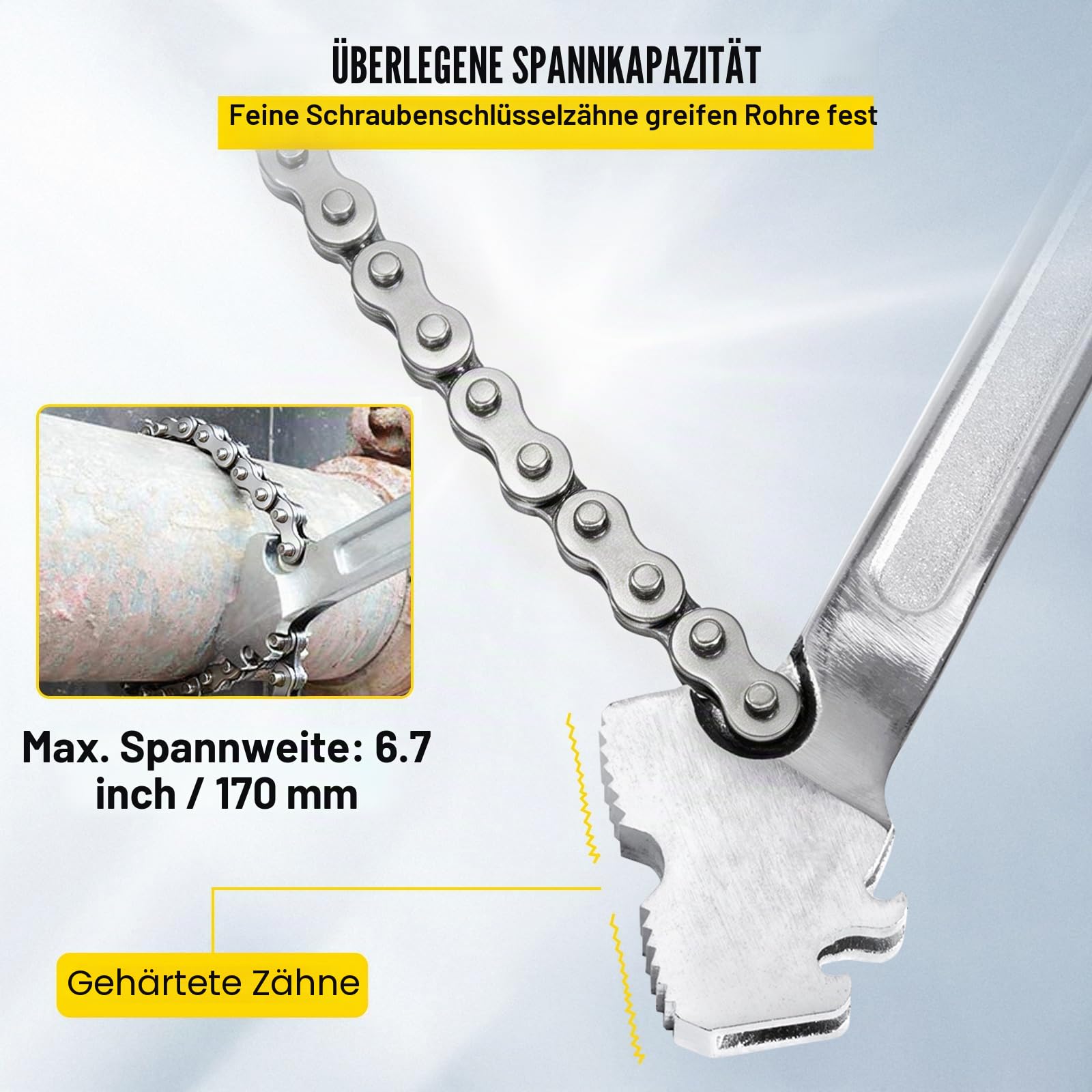 VEVOR 24-Zoll-Rohrkettenschlüssel Heavy Duty 6,7-Zoll-Kettenschlüssel