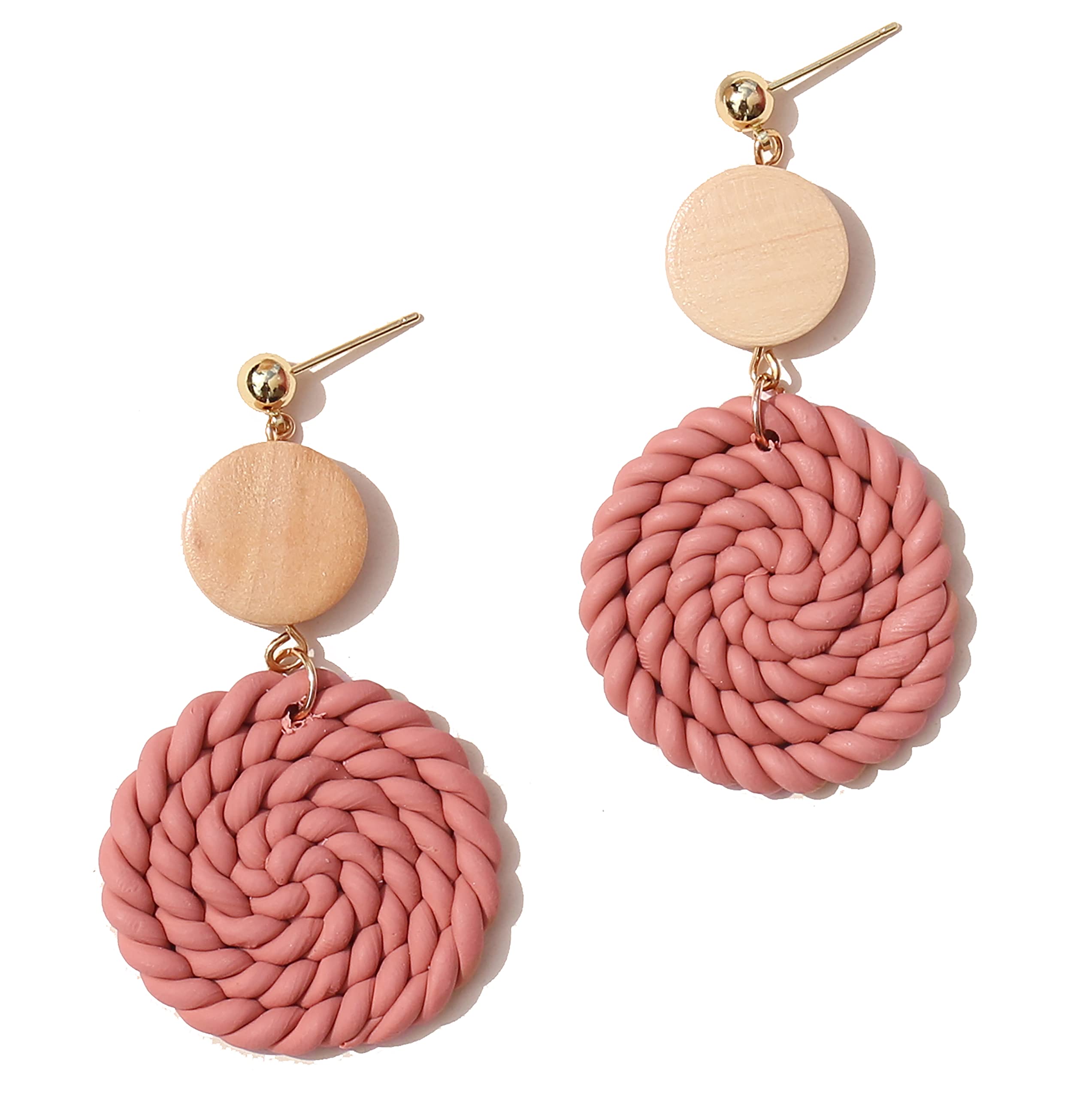 Lavy ChsiaPolymer Clay Rattan Flower Earring,Lavy Chsia Handmade Woven Statement Boho Lightweight Drop Dangle Earrings,Jewelry Gifts for Women Girls
