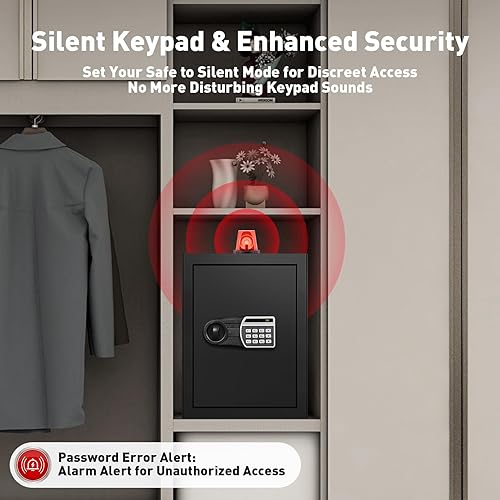 Miniatura 8 de Caja de seguridad ignífuga de 2.0 pies cúbicos, teclado digital electrónico, cerradura de llave oculta, caja de seguridad para gabinete personal