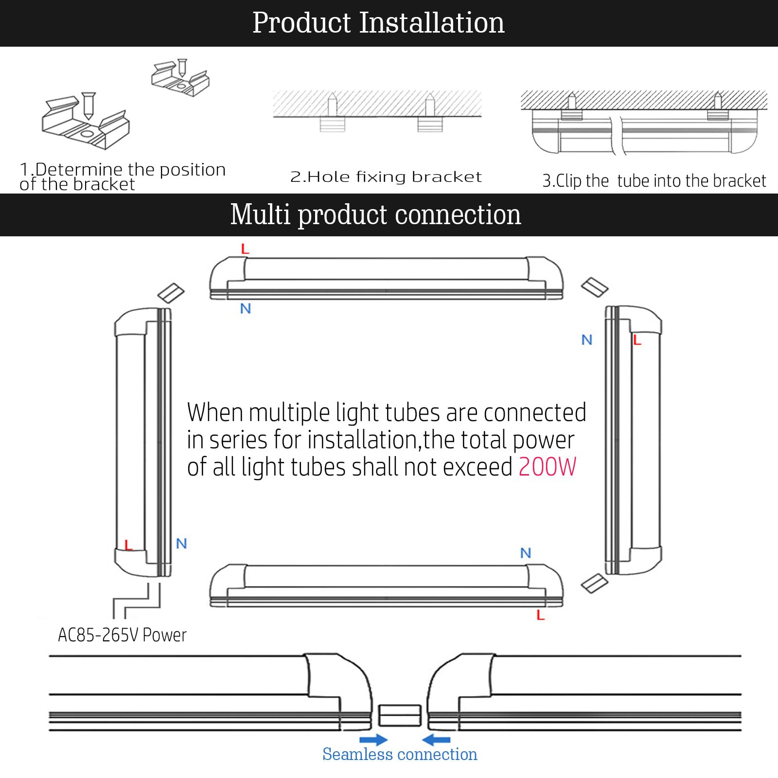 3FT 30W 3200LM, luces de tubo led T8, sin parpadeo,tubo led integrado en forma de V, debajo de la lámpara del gabinete,paquete de 10 (Nature White 4000K, 0.9M 30W Milk Cover)