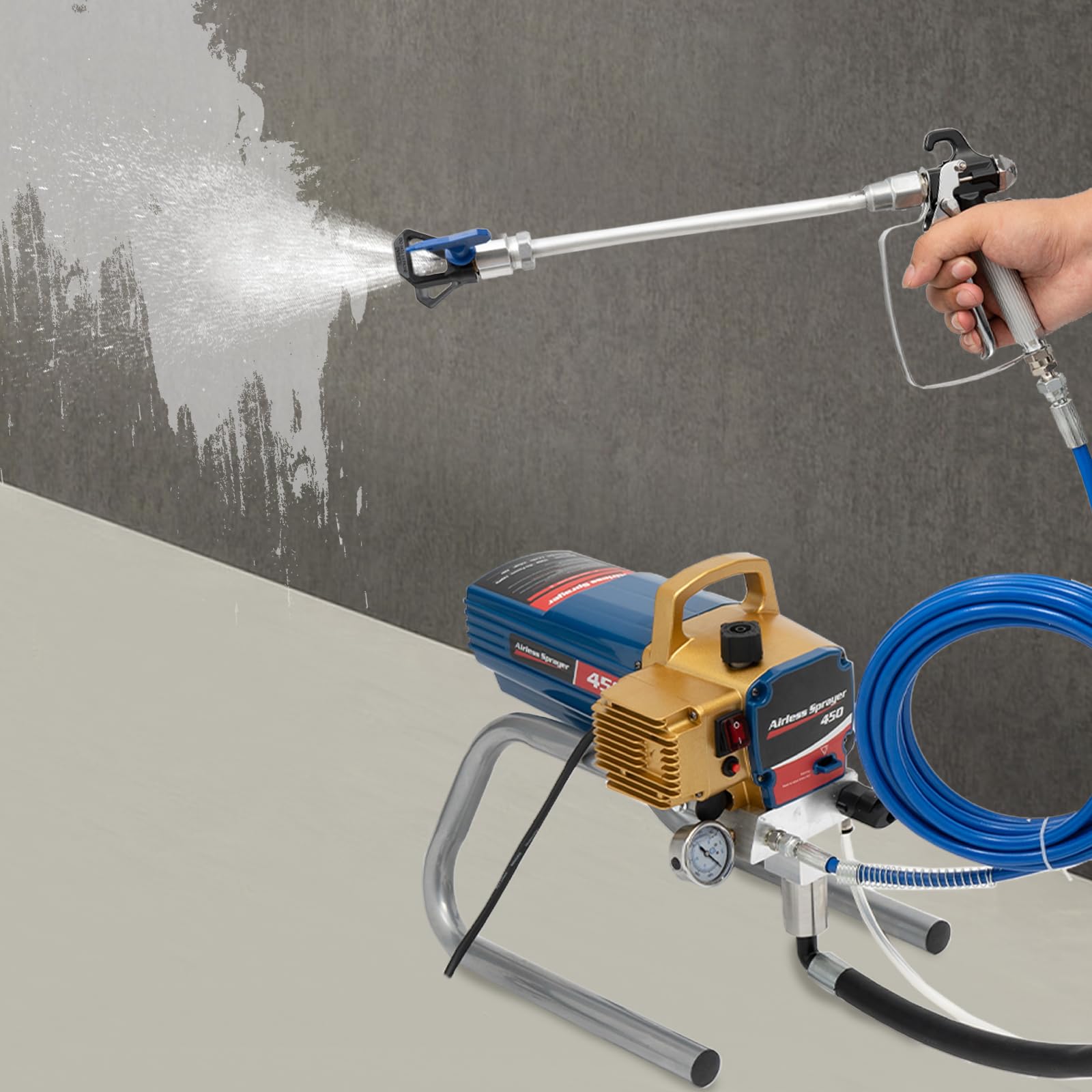 Sistema de pintura por pulverización Airless para pinturas de dispersión látex,barnizado, laures,2,2 litros/minuto, ajuste de presión, 1500 W aparato de pintura por pulverización 220 V