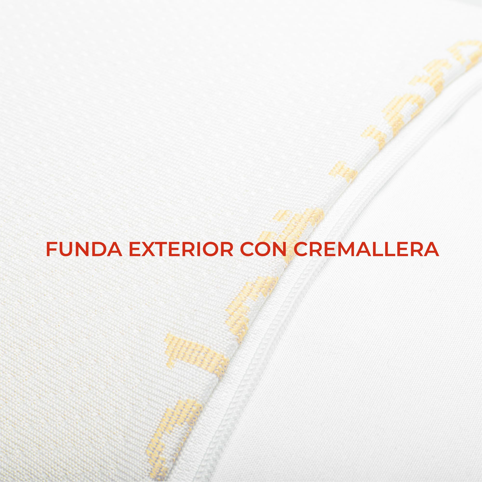 Almohada Fibra Aloe Vera 180 cm-Doble Funda con Cremallera-Firmeza Media-Fabricado en España-Funda Extraible-Tejido Strech Aloe Vera-Dormir de Lado o Boca Arriba(1, 180 cm)