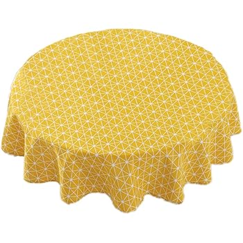Amazon De Cratone Gartentischdecke Essentials Tischdecke Wasserabweisend Tischdecke Lotuseffekt Tischtucher Rund Fur Garten Balkon Und Camping Gelb 150cm