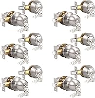 Knobonly Keyed Alike Satin Nickel Exterior Door Knobs with One-Sided Deadbolt, Stainless Steel 6-Pack for Secure Front Doors