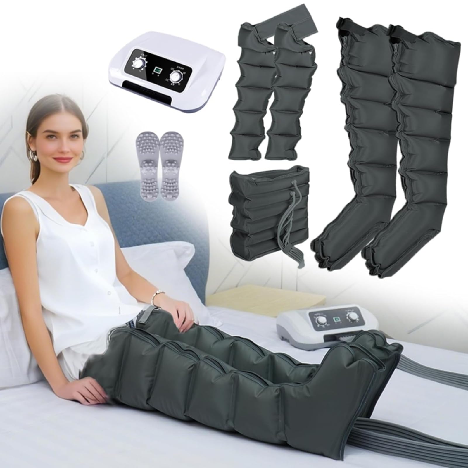 Presoterapia para Casa Botas CompresióN Presoterapia,Masajeador Lipedema,6 Chamber,Botas Presoterapias Piernas,Masajeador Piernas,con CompresióN De Aire,Alivia Dolor/HinchazóN