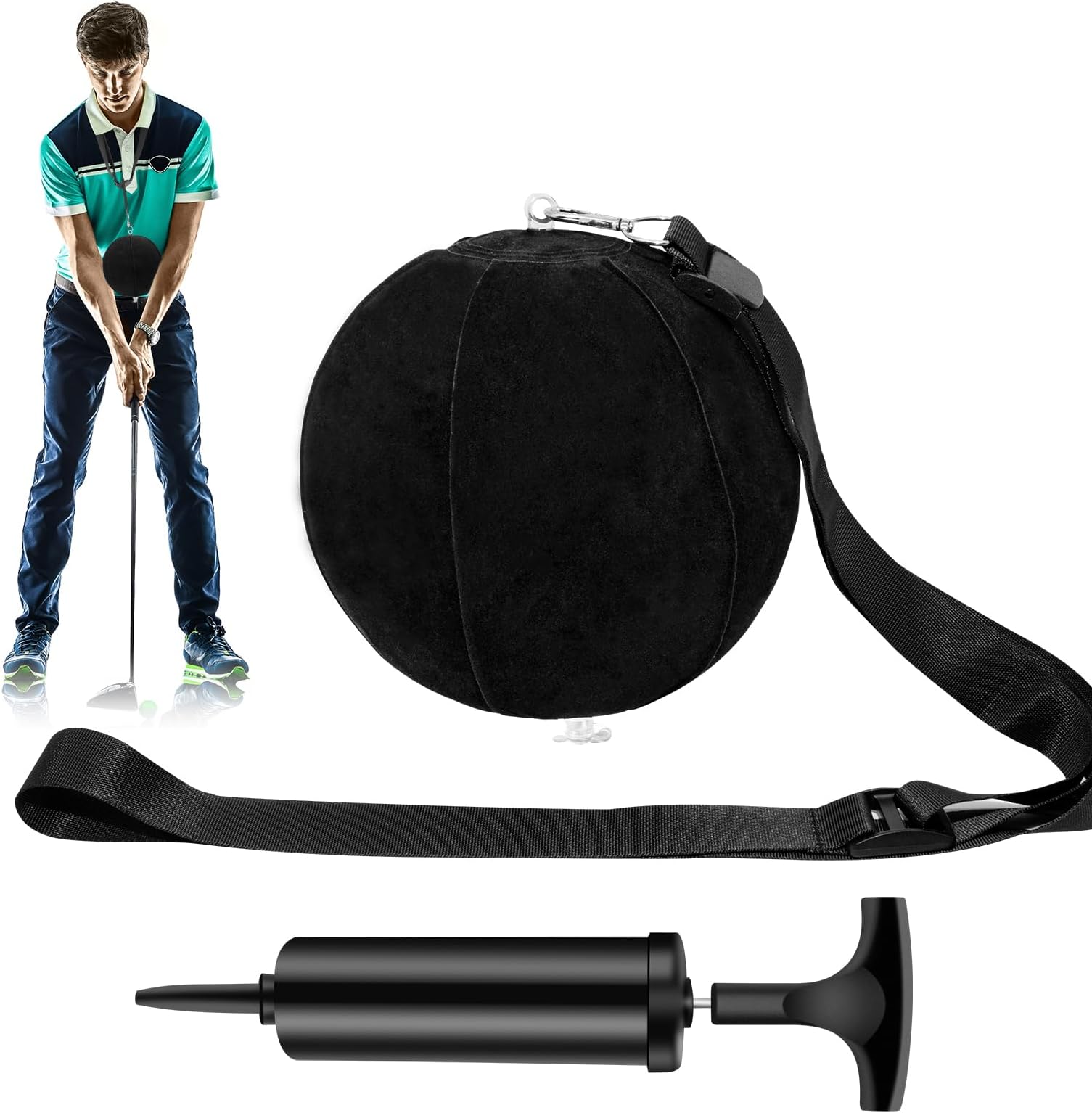 Golf Training Ball Smart Ball Golf Training Aid Inflatable Swing Training Ball with Inflator Pump and Adjustable Lanyard,Assist Golf Swing Trainer Golf Swing Assistant for Beginner