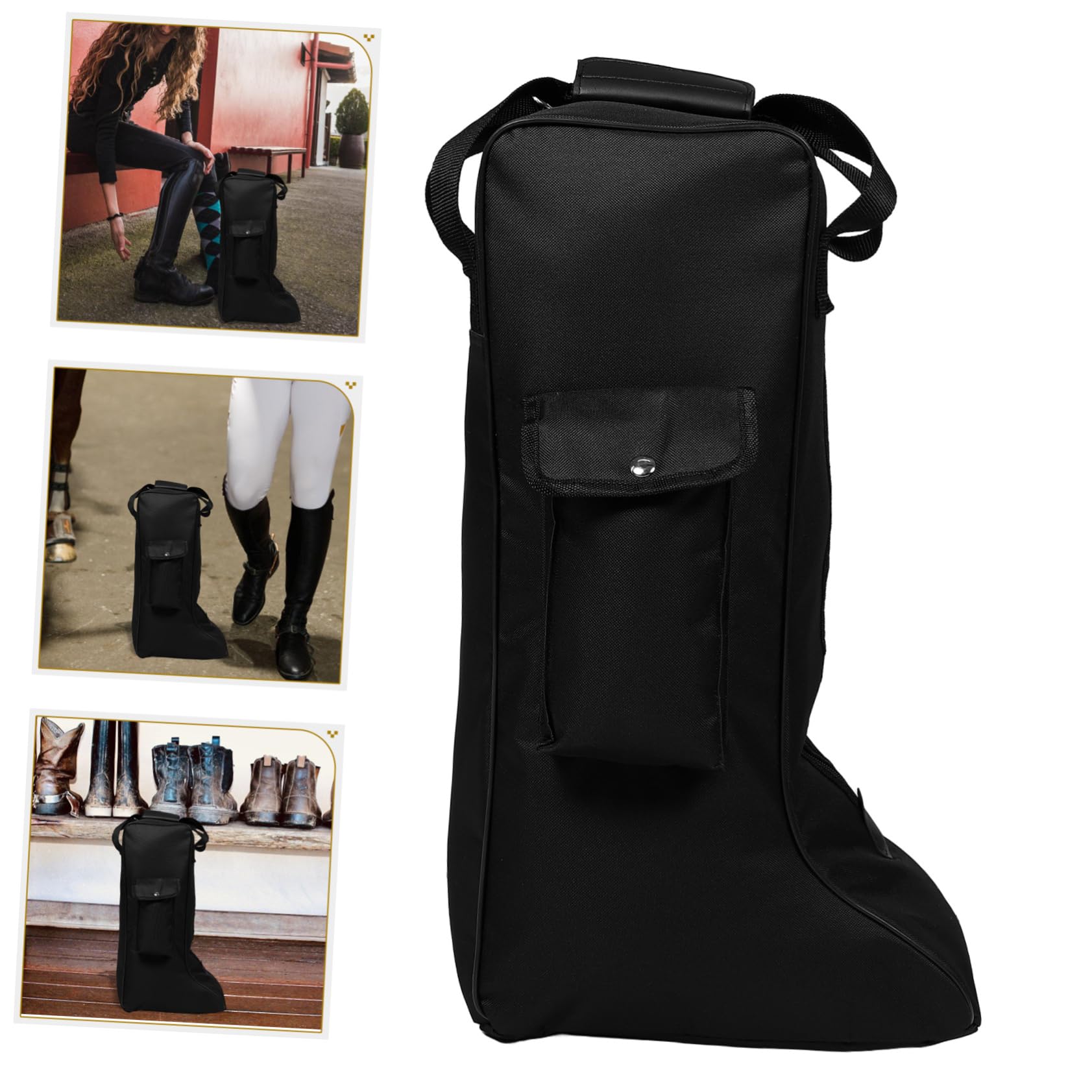 Ciieeo Borsa Tasca Frontale Oxford per Stivali da Equitazione Nero Versatile Comoda per Trasporto e Conservazione Durante Sci e Escursionismo