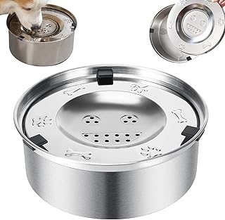 Wassernapf Hund Ohne Sabbern Edelstahl, 1L Edelstahl Hundetrinknapf, Anti-Schlabber Trinknapf, Auslaufsicher Trinknapf, Hundewassernapf mit Rutschfester Boden, für Reisen, große Hunde product image