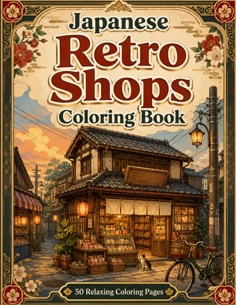 Japanese Retro Shops Coloring Book: Cozy Storefronts, Quiet Alleys and Relaxing Japanese Street Scenes for Adults