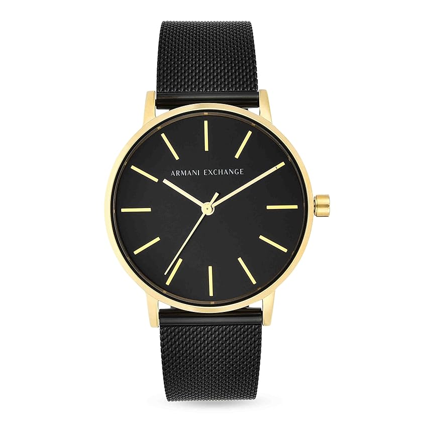 Armani Exchange Orologio a tre lancette da donna, cassa in acciaio inossidabile dorata da 36 mm e bracciale in acciaio inossidabile, AX5548, Nero e oro