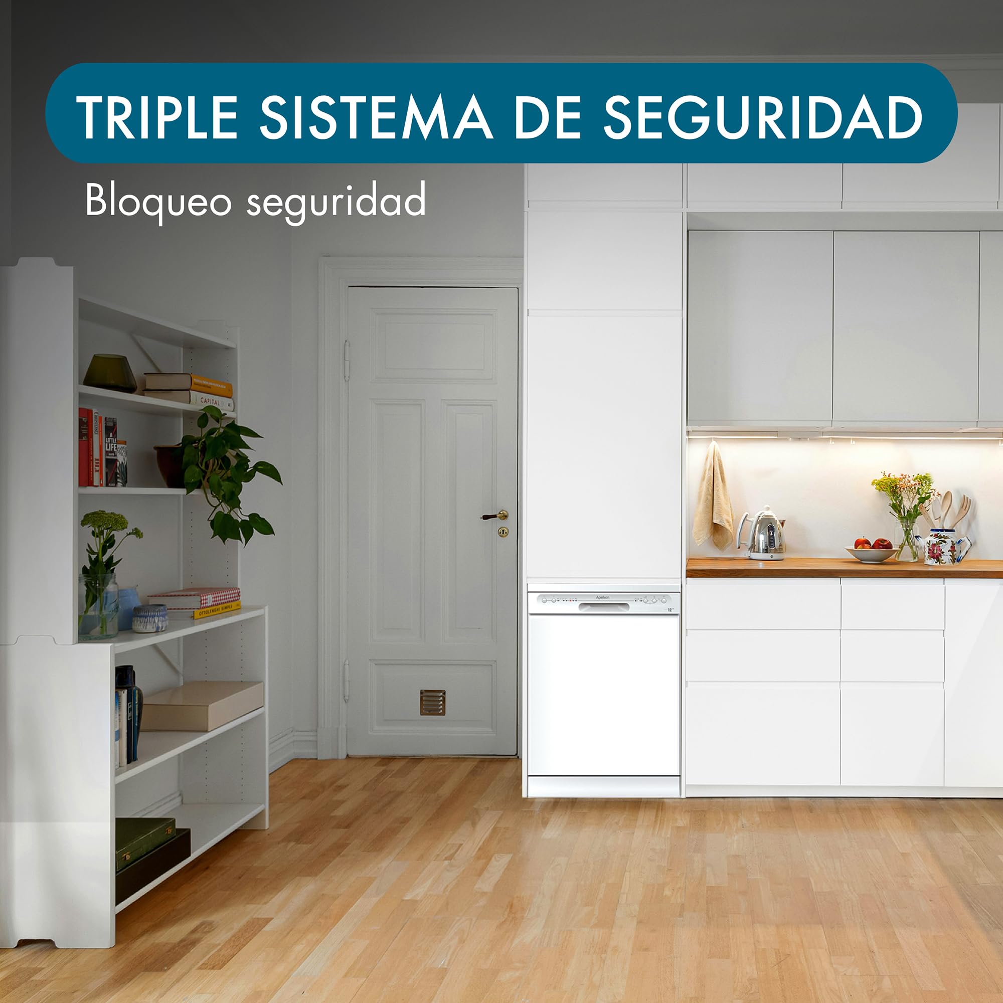 Apelson Lavavajillas Libre Instalación ALV-6000 WH, 60cm 12 Cubiertos, 4 Programas, Express 90’ y Rápido 30’, Media Carga, Programación Diferida 3-9 h, Smart Inox