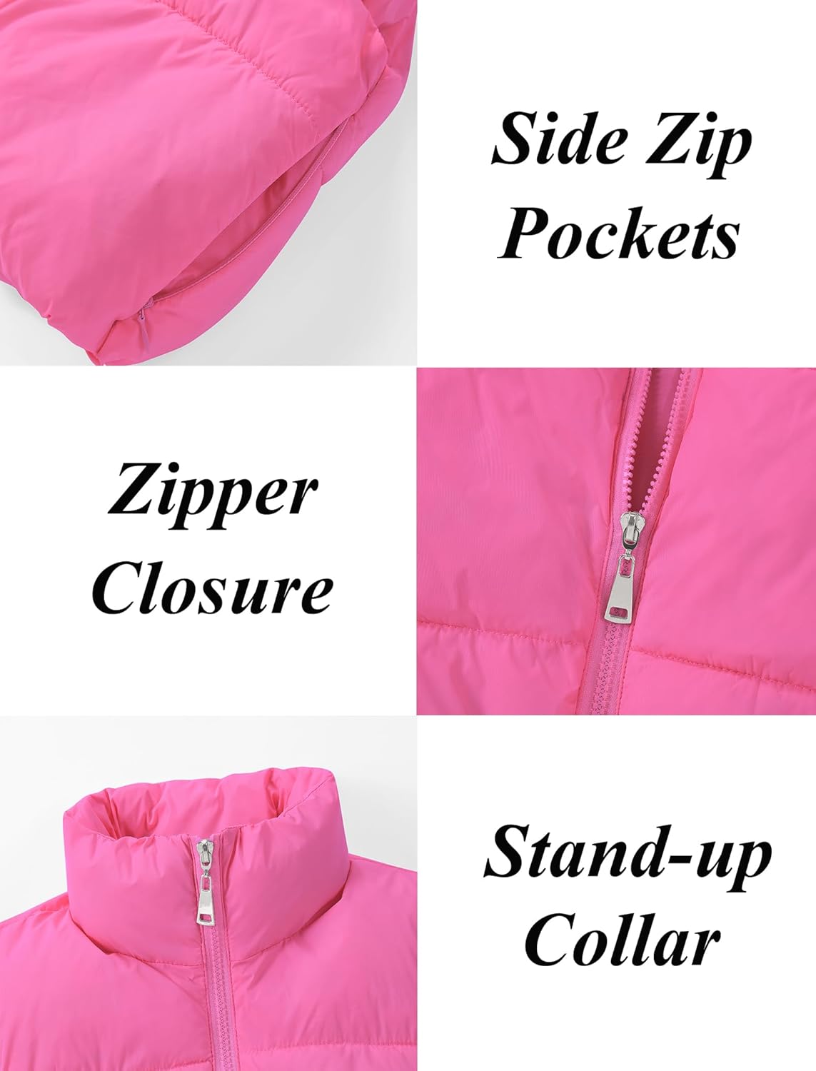 EXARUS Girls Puffer Vest Cropped Puffy Teen Water Resistant Pockets Lightweight Sleeveless Outerwear Bubble Kids 6-14Y - Image 5