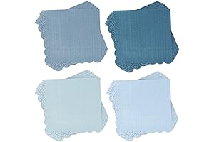 Whaline 200pcs Blue Scalloped Cocktail Napkins