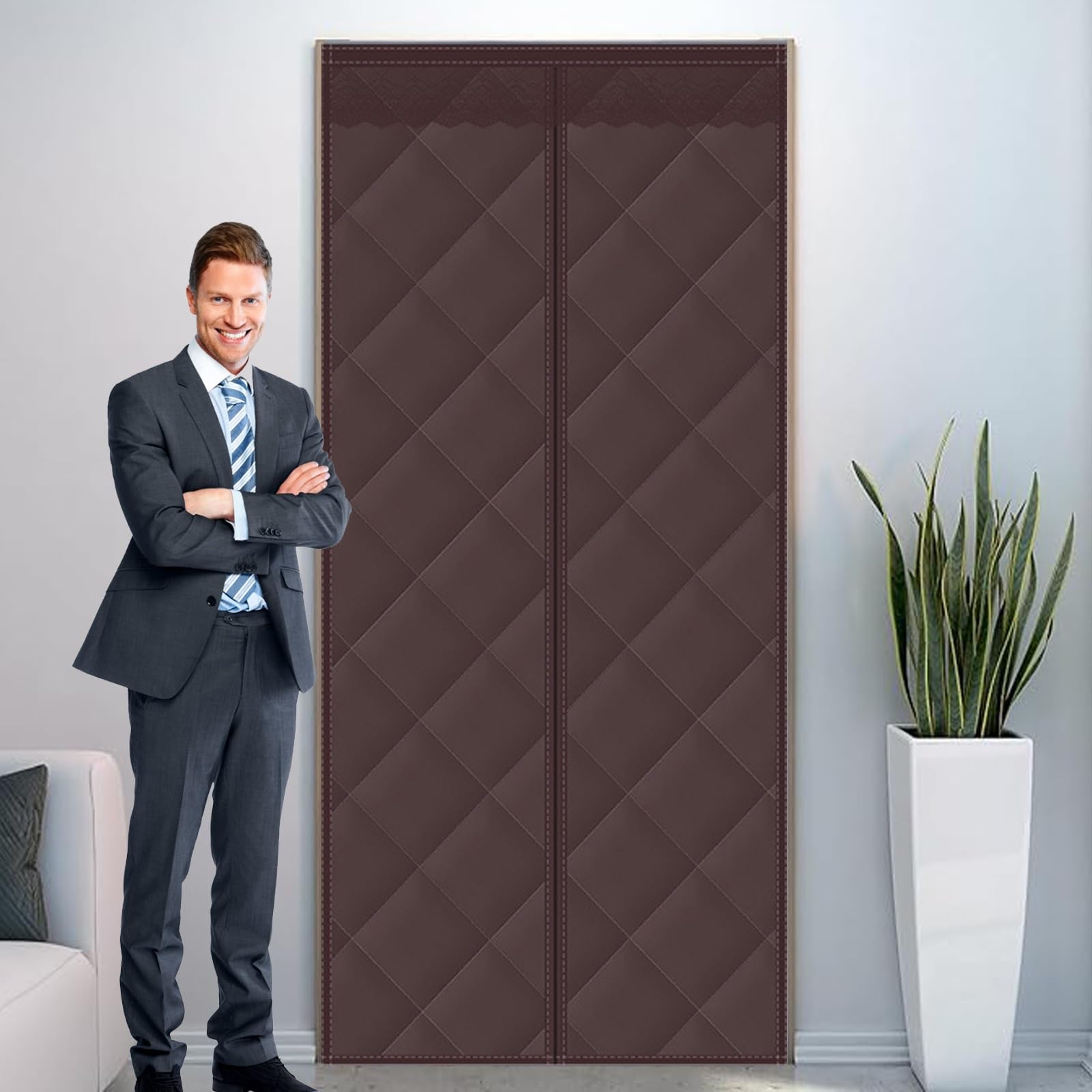 Tenda per Porta Inverno Termica 250 x 230 cm Anti Freddo, Oscuramento, Insonorizzazione Termica Isolata Tenda per Porta per Camere da Letto, Balconi e Soggiorni, D