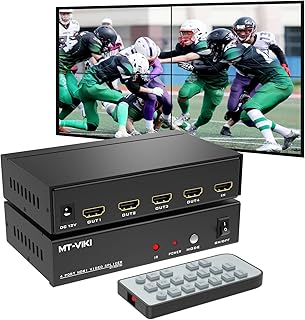 MT-VIKI Video Wall Controller 2x2, Support 4K 30Hz HDMI Output and Input for 4 TV Splicing Display & 8 Display Modes -1x2, 1x3, 1x4, 2x2, 4x1, 3x1, 2x1