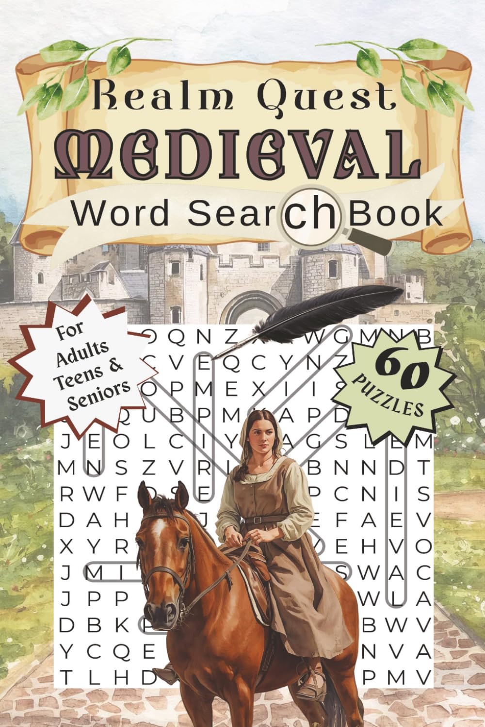 Realm Quest. Medieval Word Search Book: A 60 Puzzle Collection of Castles, Knights, Kings, Battles & Medieval Life