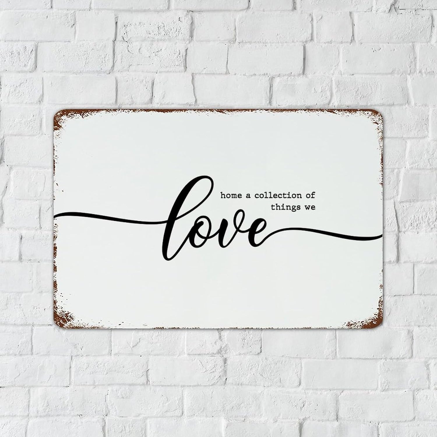 Home A Collectsion of Things We Love Hanging Metal Sign Country Outdoor Signs Man Cave Decor Aluminum Metal Sign for Yard Lounge Room 12x18 Inch