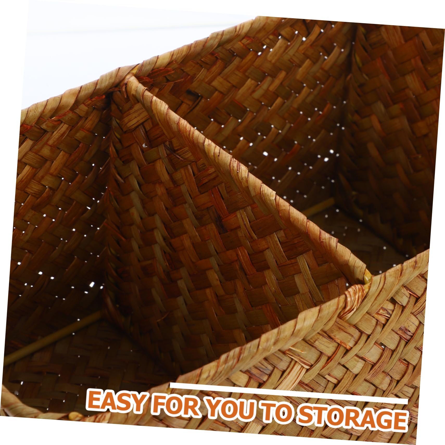 Alipis 3 Stück Wickelkorb für Schreibtisch mit Fächern Woven Storage Box Karamellfarbe zur Aufbewahrung von Fernbedienungen Kosmetik und Kleinigkeiten Praktischer Desktop Organizer für