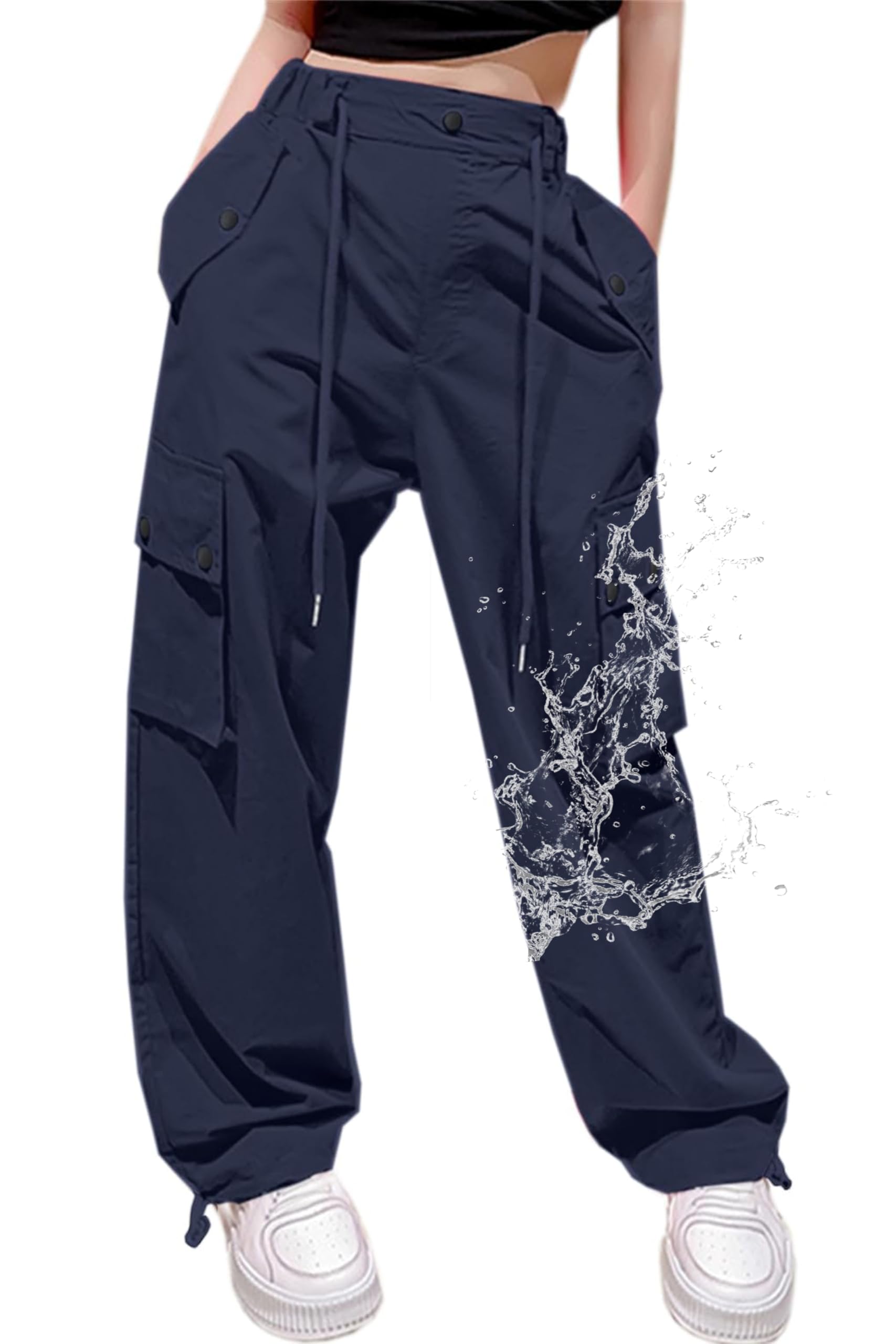 Cromoncent Girls &amp; Women Parachute Cargo Pants, 6Years-3XL