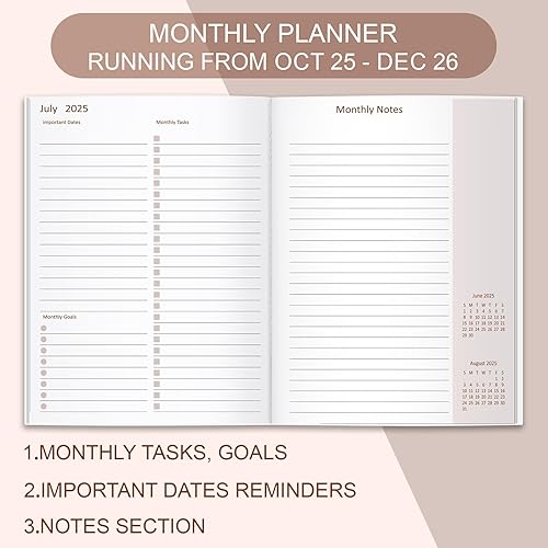 Miniatura 3 de Agenda mensual 2025-2026, calendario de 18 meses de julio de 2025 a diciembre de 2026, agenda mensual 2025-26, fácil de organizar tu vida diaria, 7