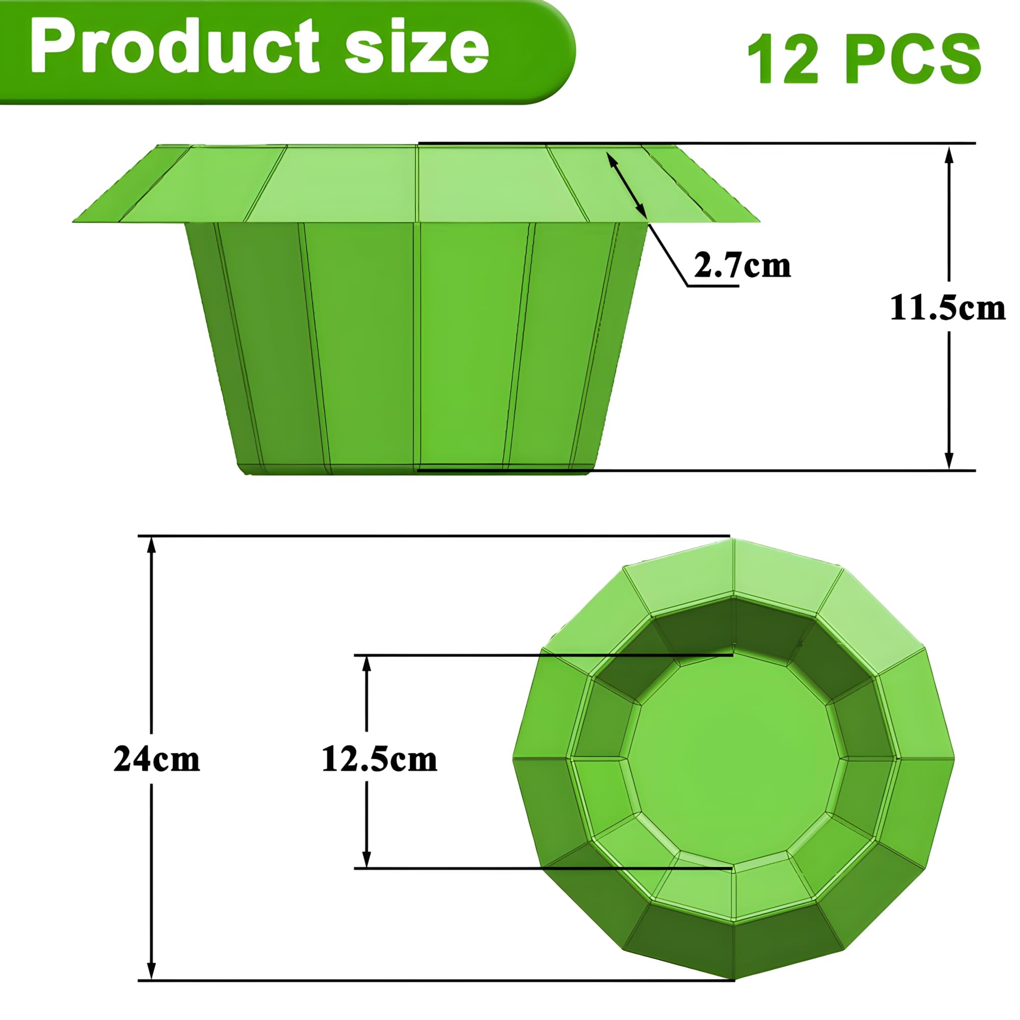 Cuello de Caracol,12 Piezas Protección contra Caracoles,Anillo de Protección contra Caracoles,sin Productos Químicos,Cuello de Plástico para Plantas Anillos de Ensalada,Barrera de Caracol (verde-12)