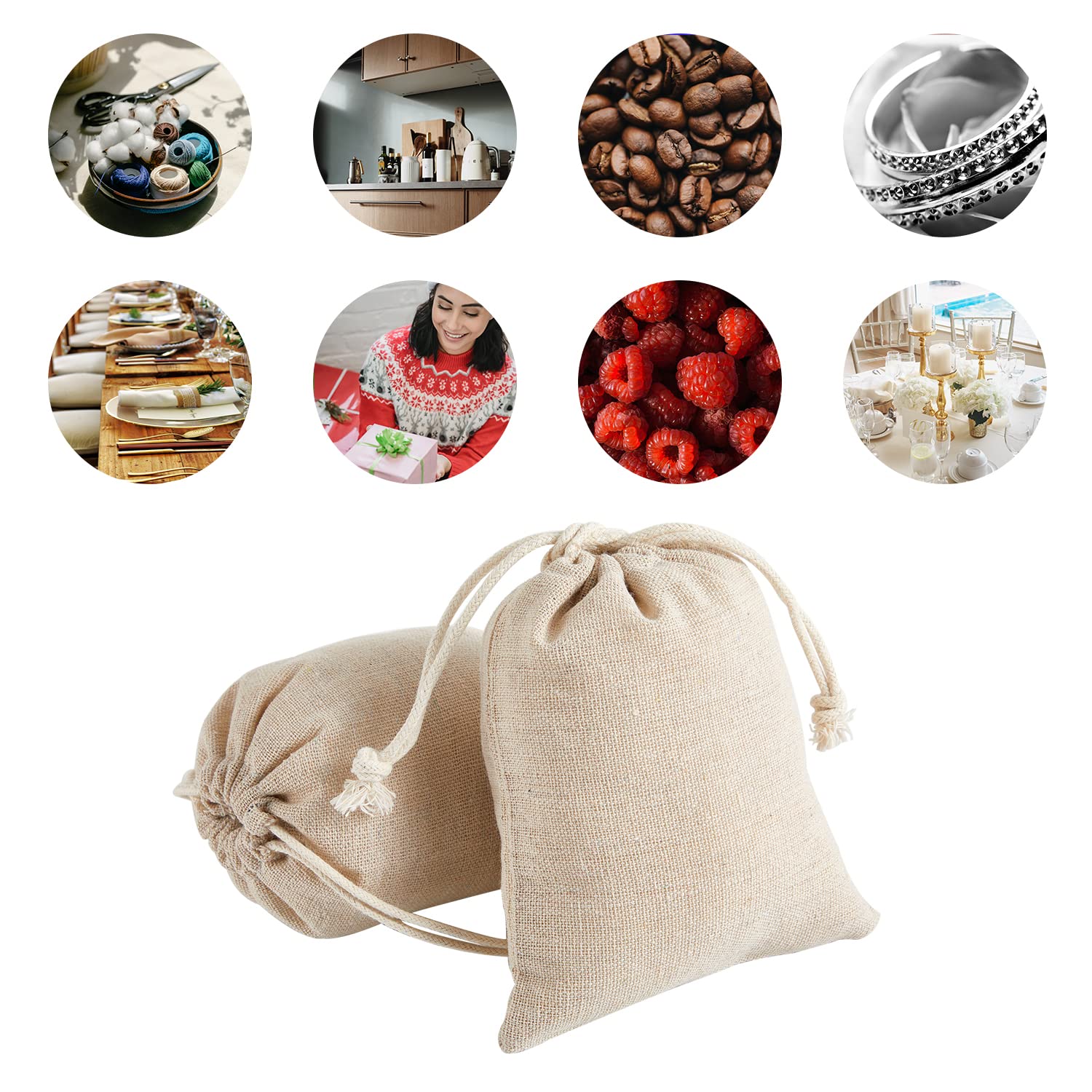 Daucin Lot De 30 Sacs En Coton Avec Cordon De Serrage, 8 X 10 Cm, Sacs En Coton Réutilisables Pour Fête De Mariage, Bijoux, Loisirs Créatifs, Rembourrage