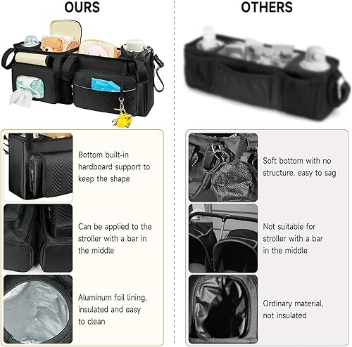 Miniatura 4 de Carrito doble para cochecito compatible con Bob Duallie, Baby Jogger City Mini Gt2 y Zoe Twin V2, consola doble para cochecito con bolsa enfriadora