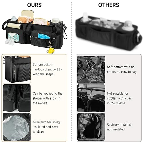 Miniatura 3 de Carrito doble para cochecito compatible con Bob Duallie, Baby Jogger City Mini Gt2 y Zoe Twin V2, consola doble para cochecito con bolsa enfriadora
