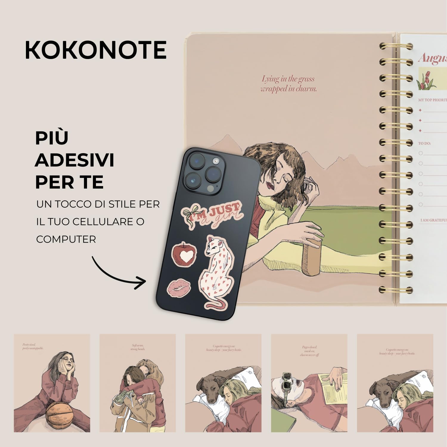 Kokonote Agenda Settimanale 2026 2027 Blossom - Diario Scoula 2026-2027 per Università e Scuola Superiore | Weekly Planner con Copertina Rigida, Segnalibri e Stickers (17x21,5 cm)