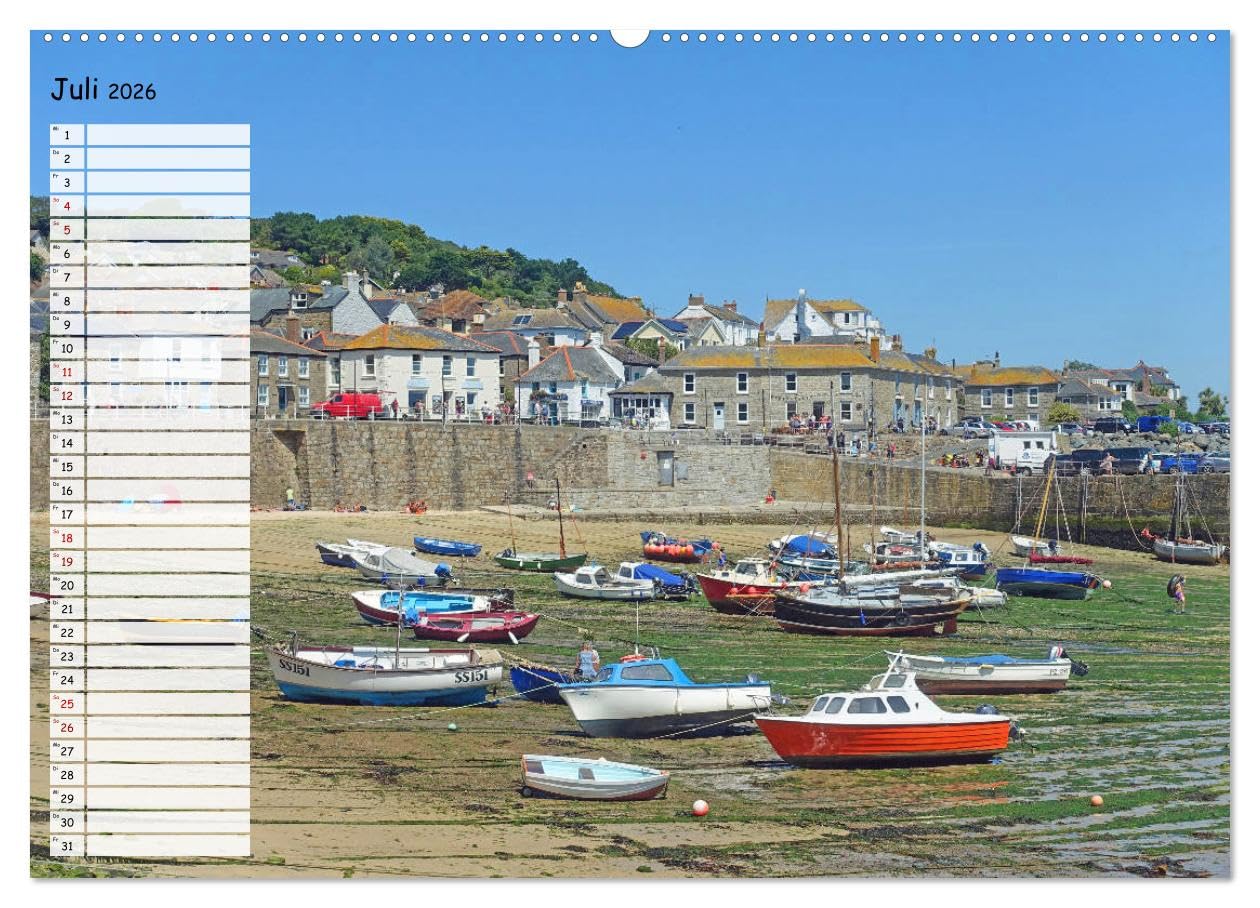 Cornwall. Terminkalender (hochwertiger Premium Wandkalender 2026 DIN A2 quer), Kunstdruck in Hochglanz: Malerische Küste und Fischerdörfer (CALVENDO Orte)