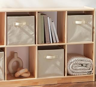 Collapsible Cube Storage Bins, Space-Saving, Fabric Bin Organizer for Closet, Shelves, Offices, Toys, 10.5 x 10.5 x 11 inches, Beige, Pack of 1