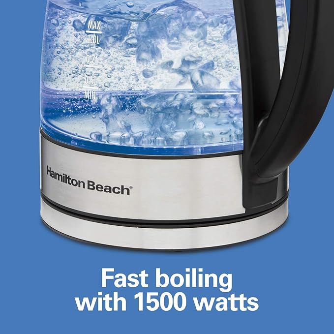 Hervidor Eléctrico Hamilton Beach 1.7L Vidrio, 1500W, Apagado Automático miniatura 7