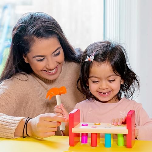Miniatura 2 de Martillo de juguete de simulación, martillos de madera, pequeño martillo de garra de plástico para niños, herramientas de mantenimiento portátiles,