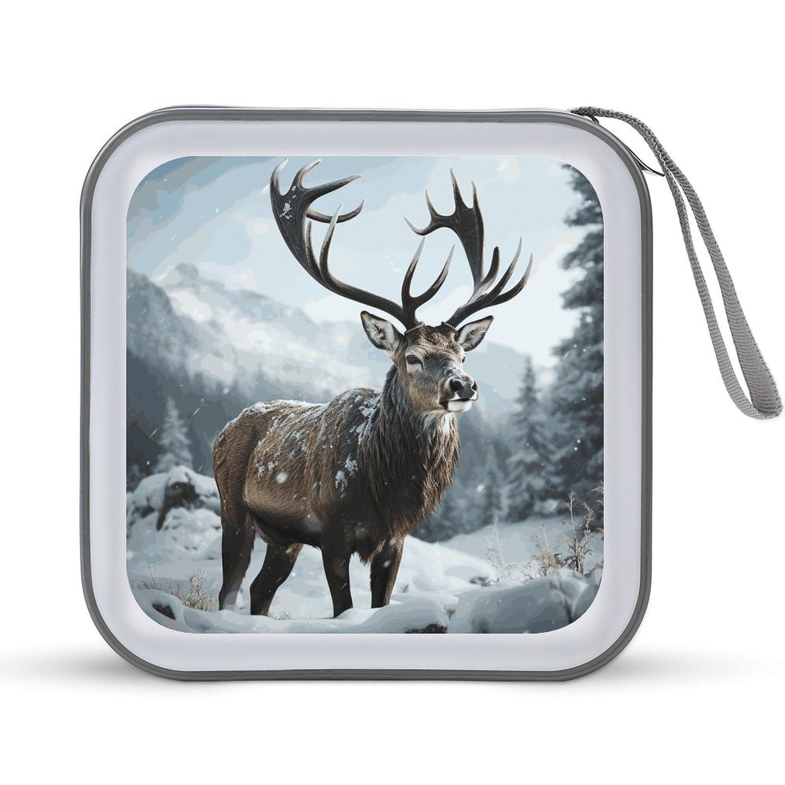 VstaDank Snow Elk DVD Case 40 Capacity Protective Storage Organizer Binder Booklet Album Portable Disc Wallet Car CD Disc Holder Hard Plastic CD Case CD DVD Case Holder
