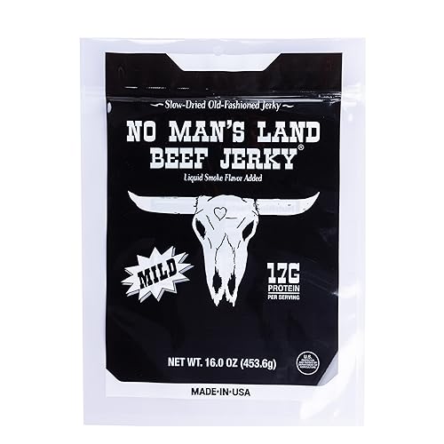 No Man’s Land Beef Jerky - Low Calorie, Low Carb, High Protein Beef Snack - Flavor MILD 16oz (Pack of 1) - Mild - 16 Ounce (Pack of 1)