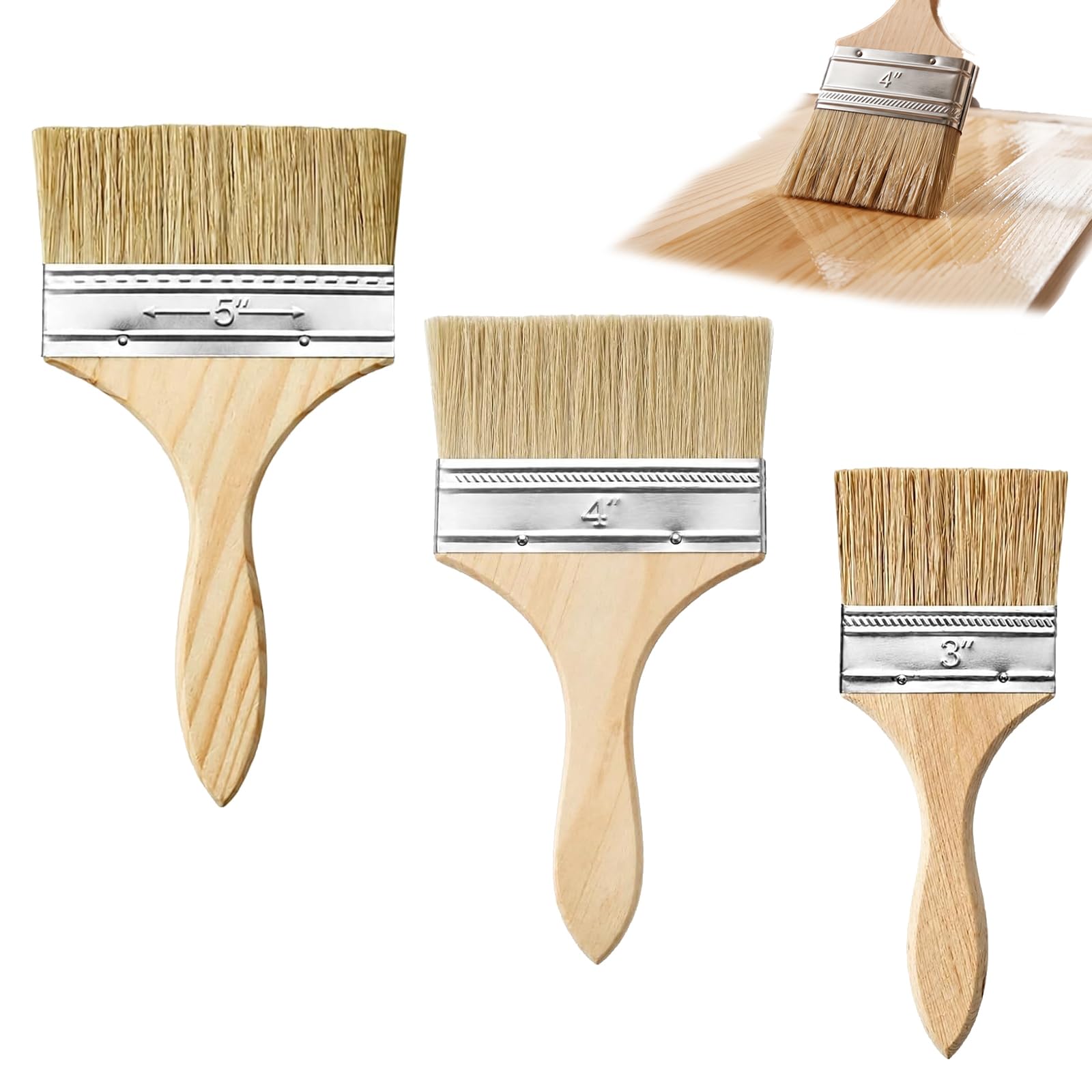 3 Pack Masonry Paint Brush, 3 Inch, 4 Inch, 5 Inch Fence Brush Set