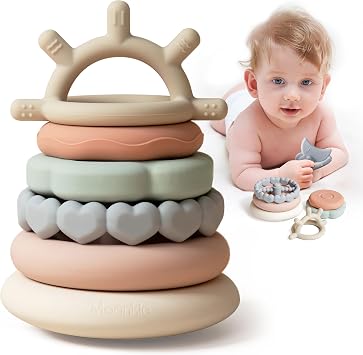 Moonkie Tour d'Empilement Pastel en Silicone Alimentaire