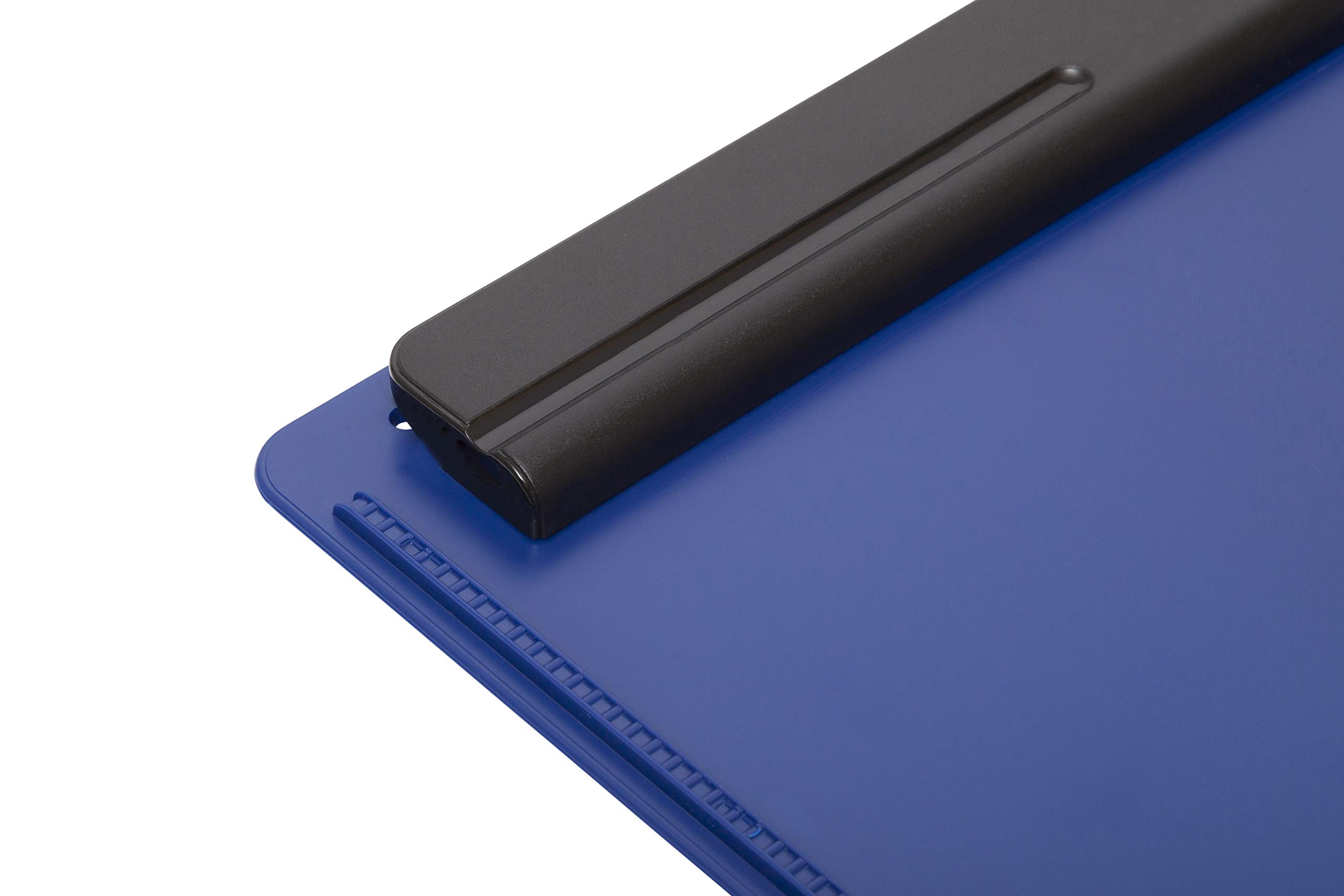 Carpeta Maul de plástico, resistente a los golpes, tamaño A4, con soporte de papel a la izquierda y portalápices, color azul y negro