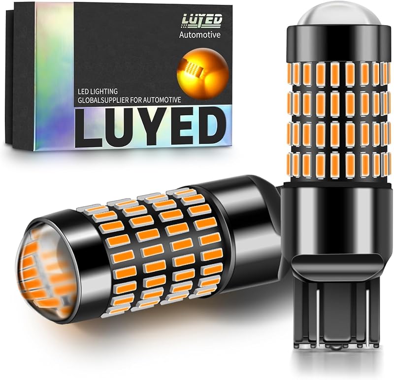 Lâmpadas LED 7443 7440 LUYED âmbar amarelo para luz de ré, freio e seta – Pacote com 2