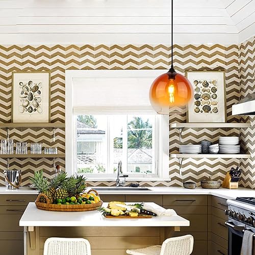 Miniatura 4 de Lámpara colgante pequeña de 1 luz con esfera de cristal, lámpara de techo negra moderna para sala de estar, comedor y cocina (naranja degradado)