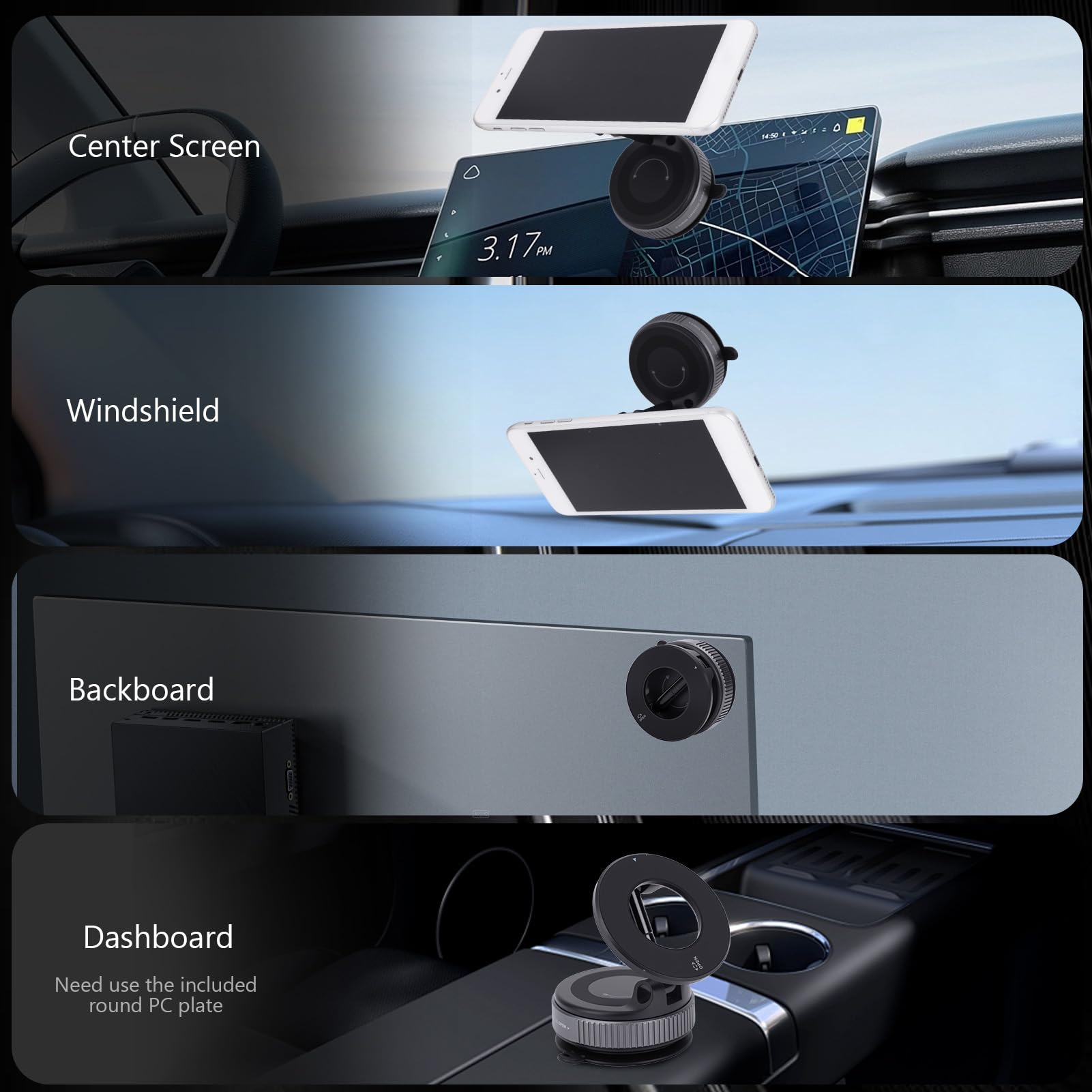 Supporto per telefono da cruscotto, con ventosa magnetica, girevole a 360°, per e telefoni Android con