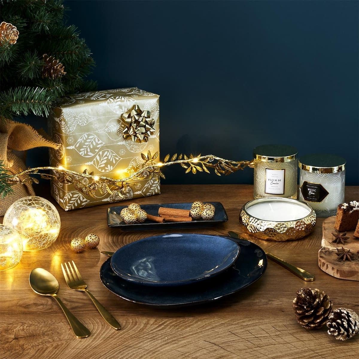 AltoBuy Set de 6 Assiettes Plates Galet en céramique au grés du Temps Bleu (27.5x23cm) - Galet