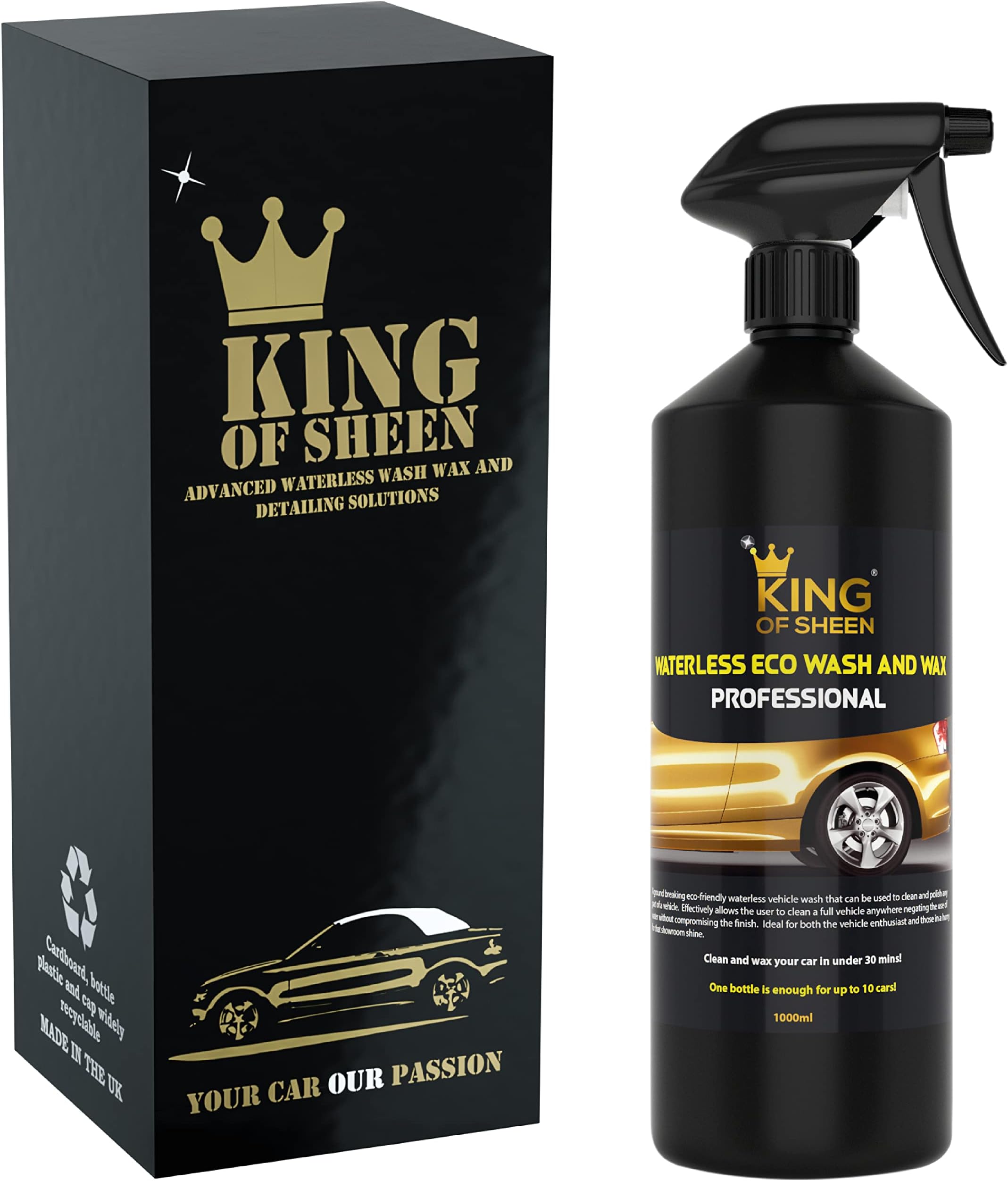 Professional Waterless Wash and Wax Car Cleaner, No Water Just Clean and Shine Like New, Car Cleaning liquid spray car wash, Showroom Shine finish