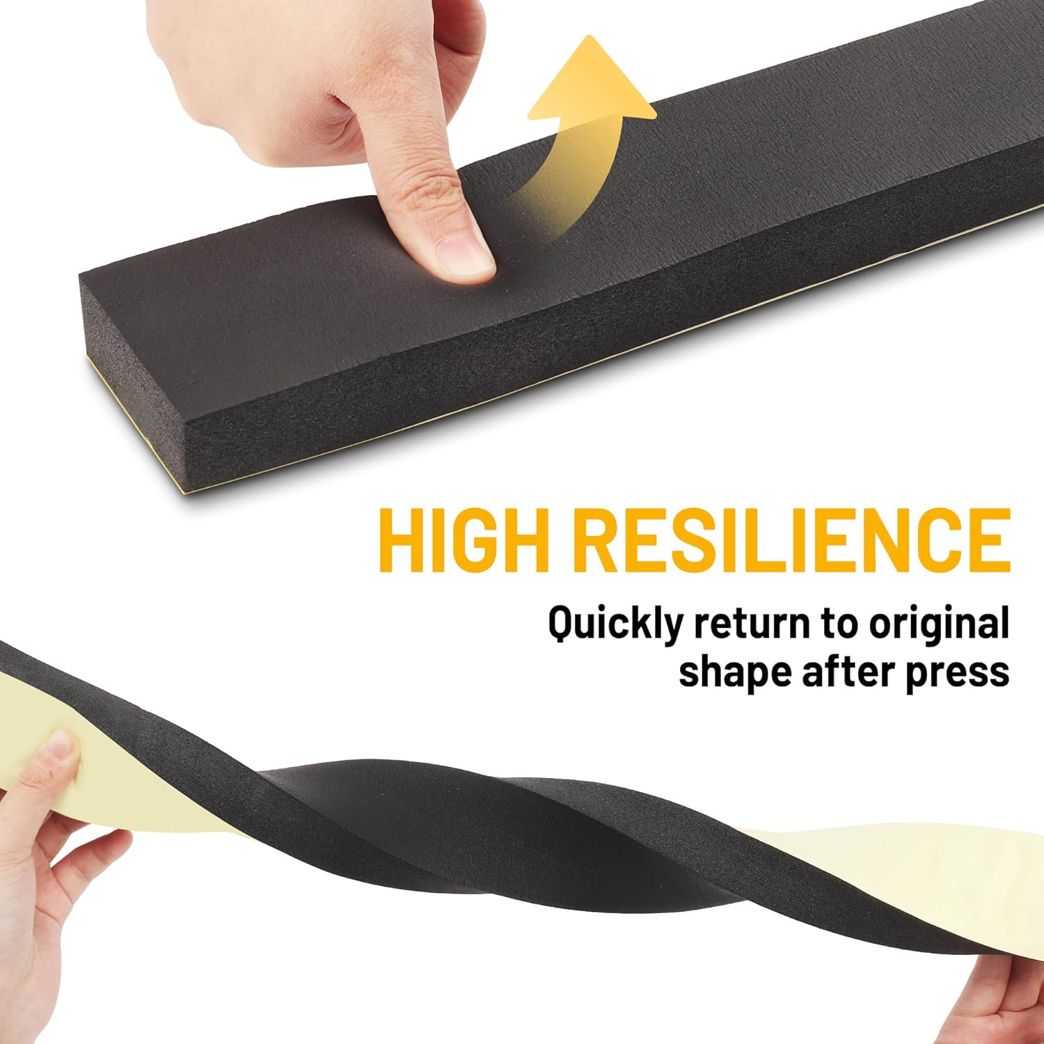 2 Rolls NBR+PVC Air Conditioner Foam Weather Stripping- 1 x 1 Inch 6.5FT Adhesive High Resilience Insulation Foam Seal Tape for AC Door Window