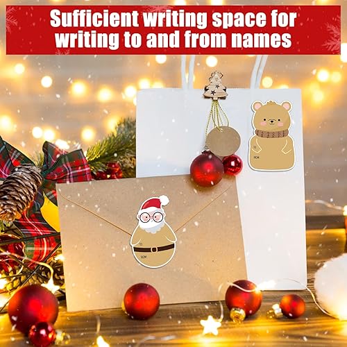 Miniatura 2 de Zhanmai 700 etiquetas adhesivas de papel kraft de Navidad, con texto en inglés "Merry Christmas" ("Merry Christmas") de papel de estraza
