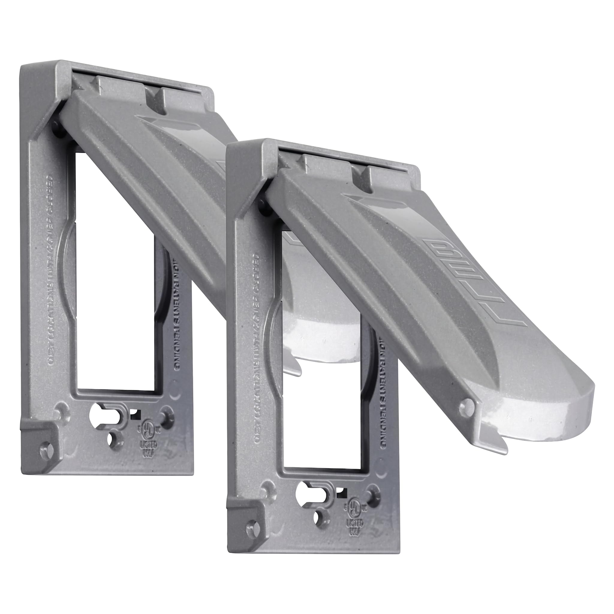Hubbell Bell MX1050S Single-Gang Weatherproof Heavy Duty Universal Flip Cover, 2.87"W x 4.84"H, Gray Finish (Pack of 2)
