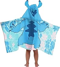 Jay Franco Disney Lilo & Stitch – Hooded Poncho Bath Towel 56 x 130 cm, 100% Cotton, Children's Bathrobe