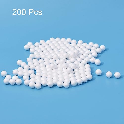 Miniatura 2 de uxcell 200 bolas de espuma de poliestireno blanco de 0.8 pulgadas, bolas lisas redondas lisas para manualidades, arte, bricolaje, hogar, decoración