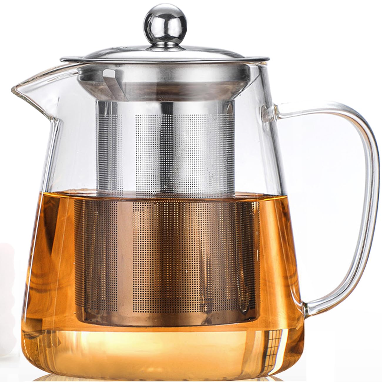 BOWD Théière en verre 750 ml, filtre à thé en acier inoxydable résistant à la chaleur, convient au thé et au café, au four à micro-ondes et à la cuisinière électrique (750 ml 25 Qz)