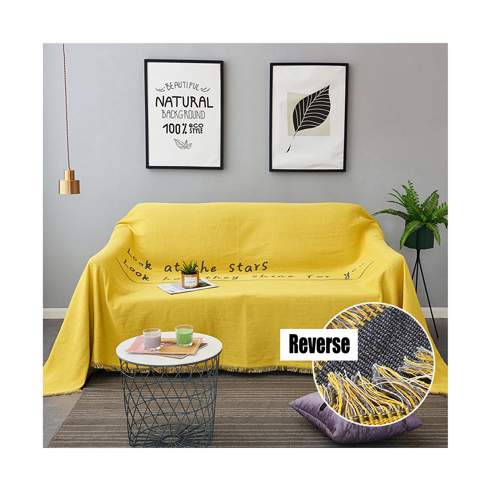 Housses de canapé 3 places coton supérieur pour sofa 180x340cm motif lettres